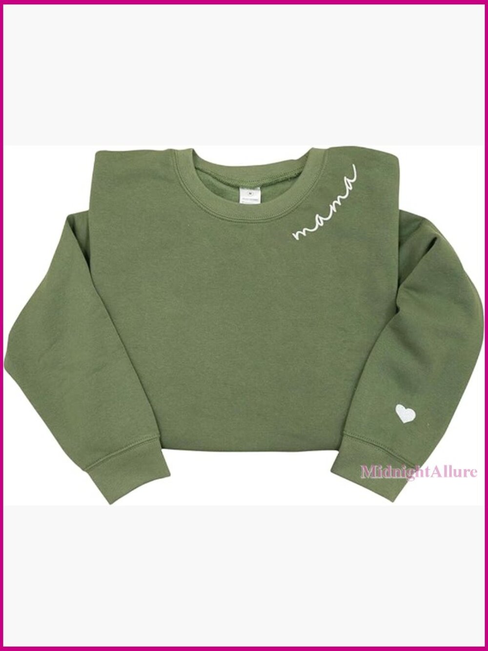 Mama Embroidered Crewneck Sweatshirt Heart Sleeve Gift